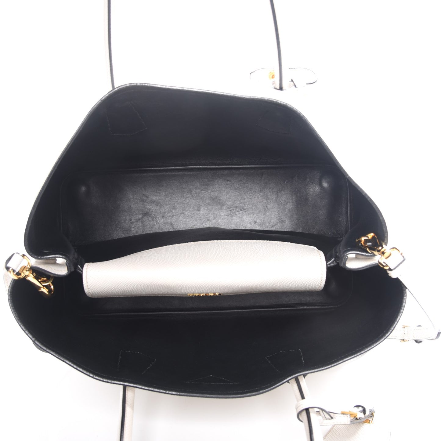 Saffiano Cuir Medium Double Bag Talco Nero Black