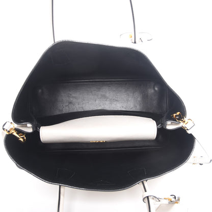 Prada Saffiano Cuir Medium Double Bag Talco Nero Black 1 of 12
