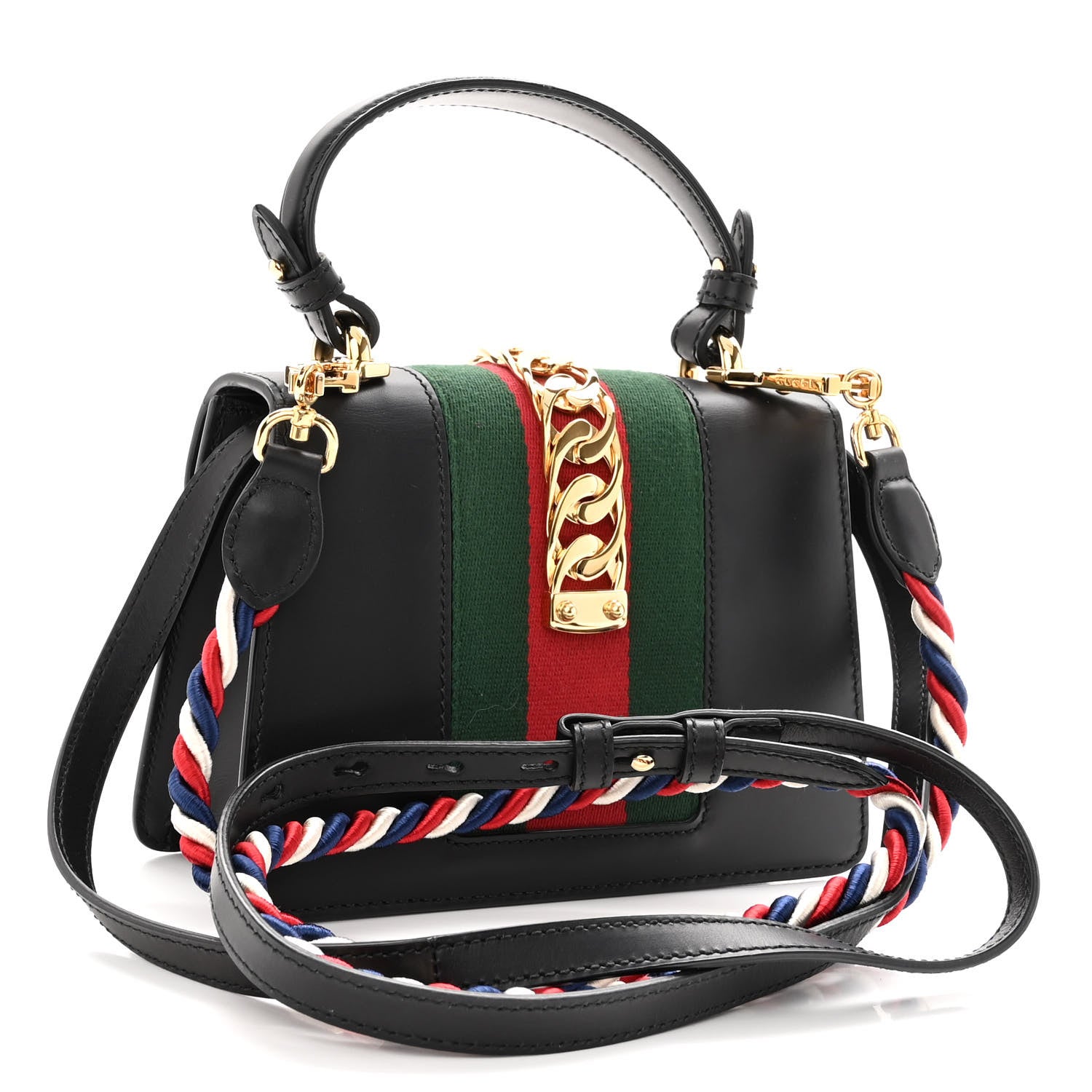 Gucci Calfskin Mini Sylvie Top Handle Bag Black 3 of 10