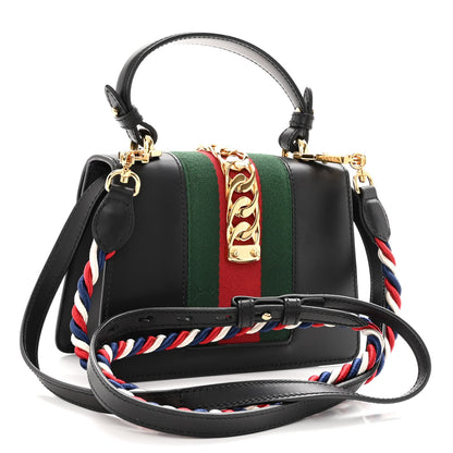 Gucci Calfskin Mini Sylvie Top Handle Bag Black 3 of 10