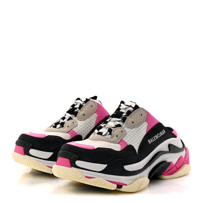 Balenciaga Fabric Mesh Womens Triple S Mule Sneakers 36 White Pink Black 3 of 11