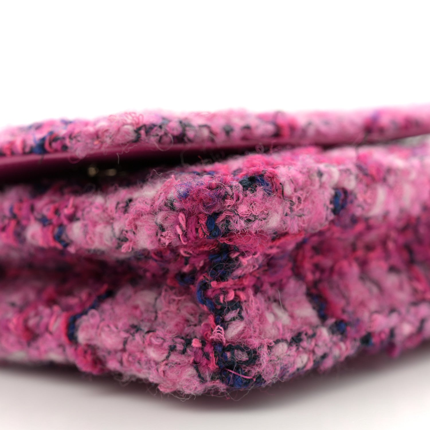 Chanel Tweed Quilted Wallet On Chain WOC Fuchsia Purple 8 of 10