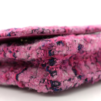 Chanel Tweed Quilted Wallet On Chain WOC Fuchsia Purple 8 of 10