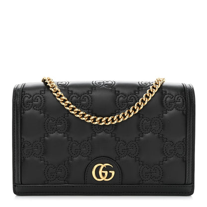 Gucci Calfskin GG Matelasse Chain Wallet Black 1 of 12