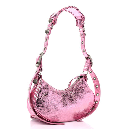 Balenciaga Metallic Agneau Arena Crystal Le Cagole Shoulder Bag XS Met Pink 4 of 10
