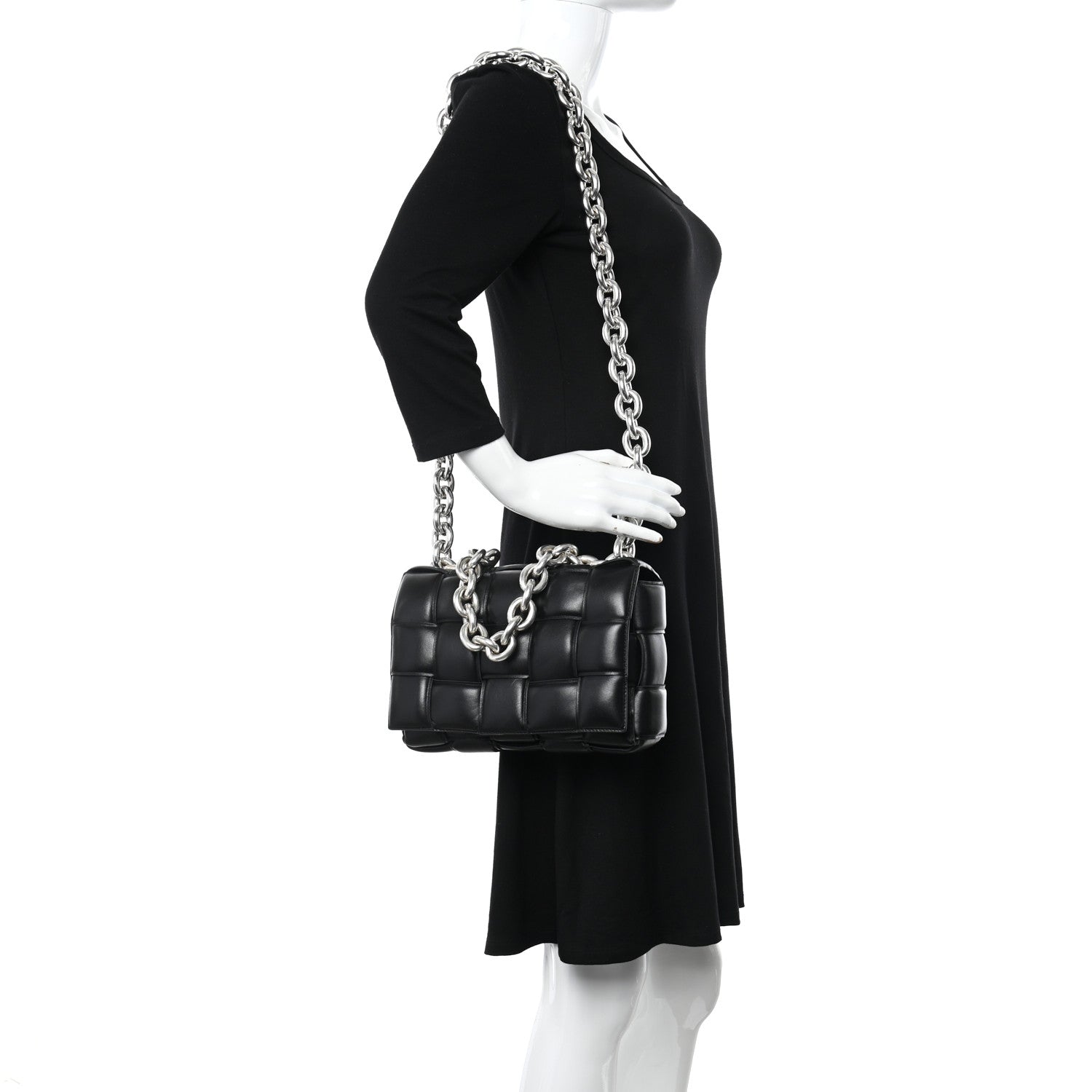 Bottega Veneta Lambskin Maxi Intreccio Padded Chain Cassette Crossbody Bag Black 2 of 10