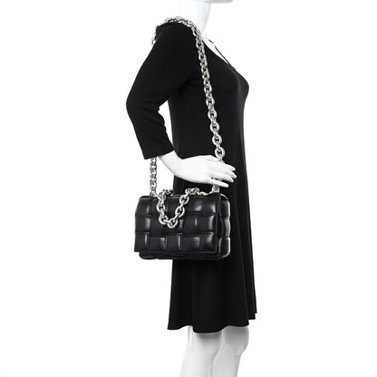Bottega Veneta Lambskin Maxi Intreccio Padded Chain Cassette Crossbody Bag Black 2 of 10
