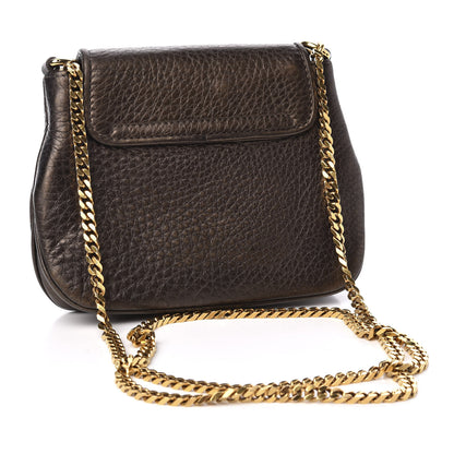Gucci Metallic Pebbled Calfskin Small 1973 Chain Shoulder Bag Winter Leaf 2 of 9