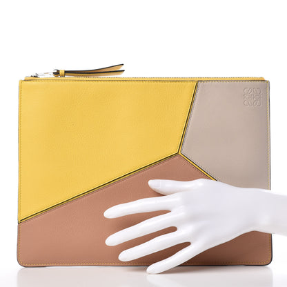 Loewe Calfskin Medium Puzzle Flat Pouch Yellow 2 of 9
