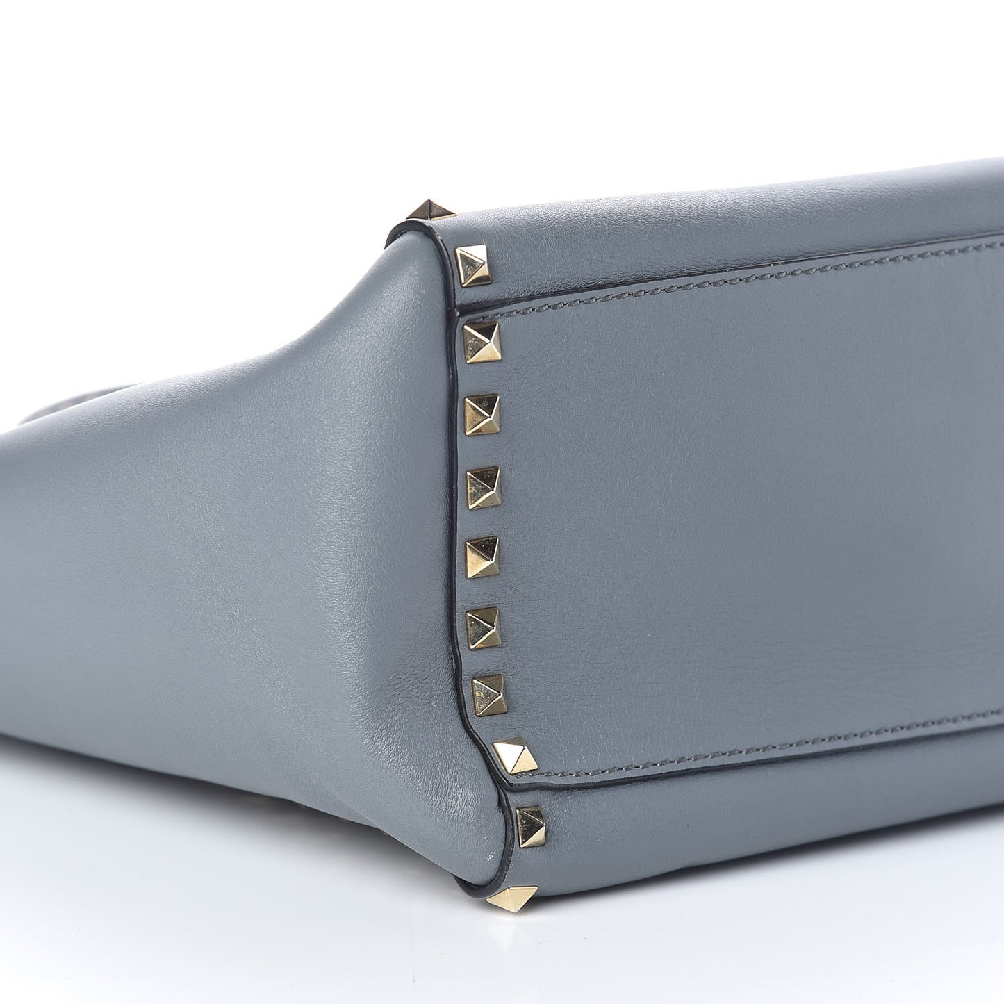 Vitello Rockstud Double Handle Tote Grey