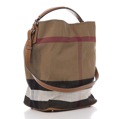 Burberry Canvas Mega Check Medium Ashby Hobo Saddle Brown 2 of 11