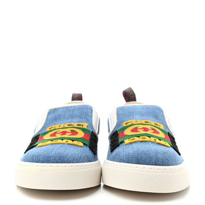 Gucci Kura Denim Logo Embroidered Mens Slip On Sneakers 8 Blue 2 of 4