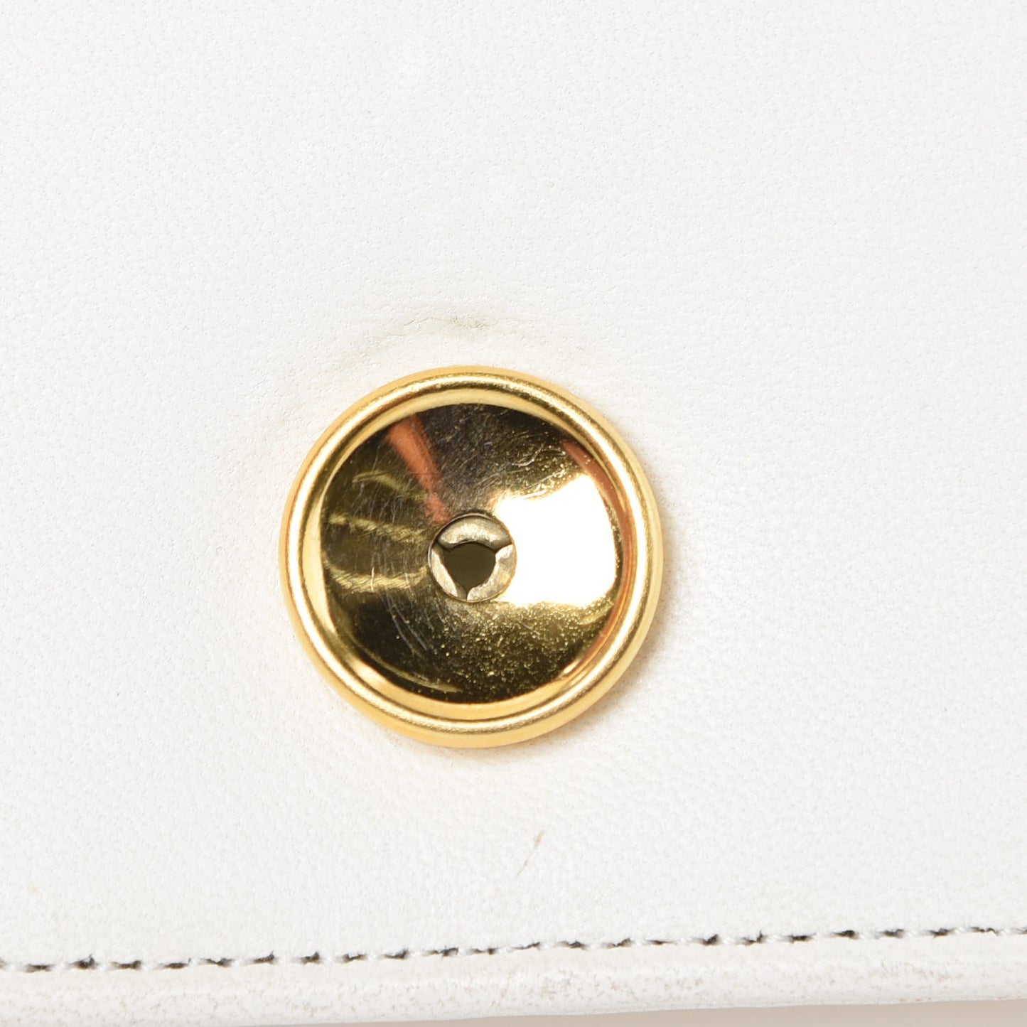 Calfskin Diamond Stitched CC Small Flap White