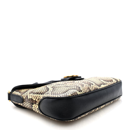Gucci New Sakai Snakeskin Lux Medium Dahlia Messenger Shoulder Bag Beige Black 4 of 10