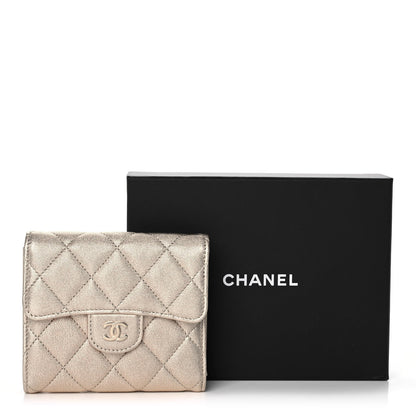 Chanel Metallic Lambskin Quilted Compact Flap Wallet Gold 12 of 12