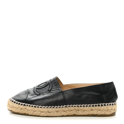 Chanel Lambskin CC Espadrilles 37 Black 1 of 9