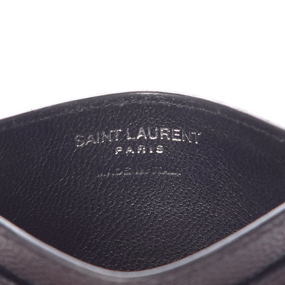 Saint Laurent Grain De Poudre Matelasse Chevron Monogram Credit Card Case Black 6 of 10