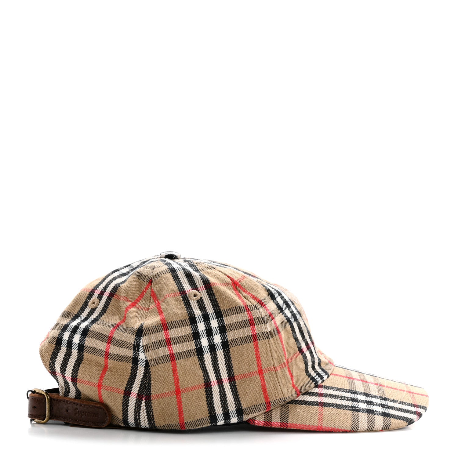 Burberry X SUPREME Cotton Vintage Check Monogram Baseball Hat Archive Beige 5 of 10