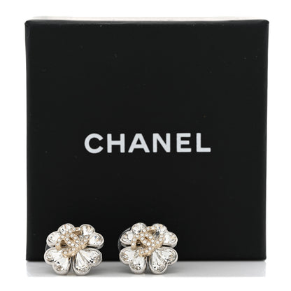 Chanel Crystal CC Clover Earrings Gold 5 of 5
