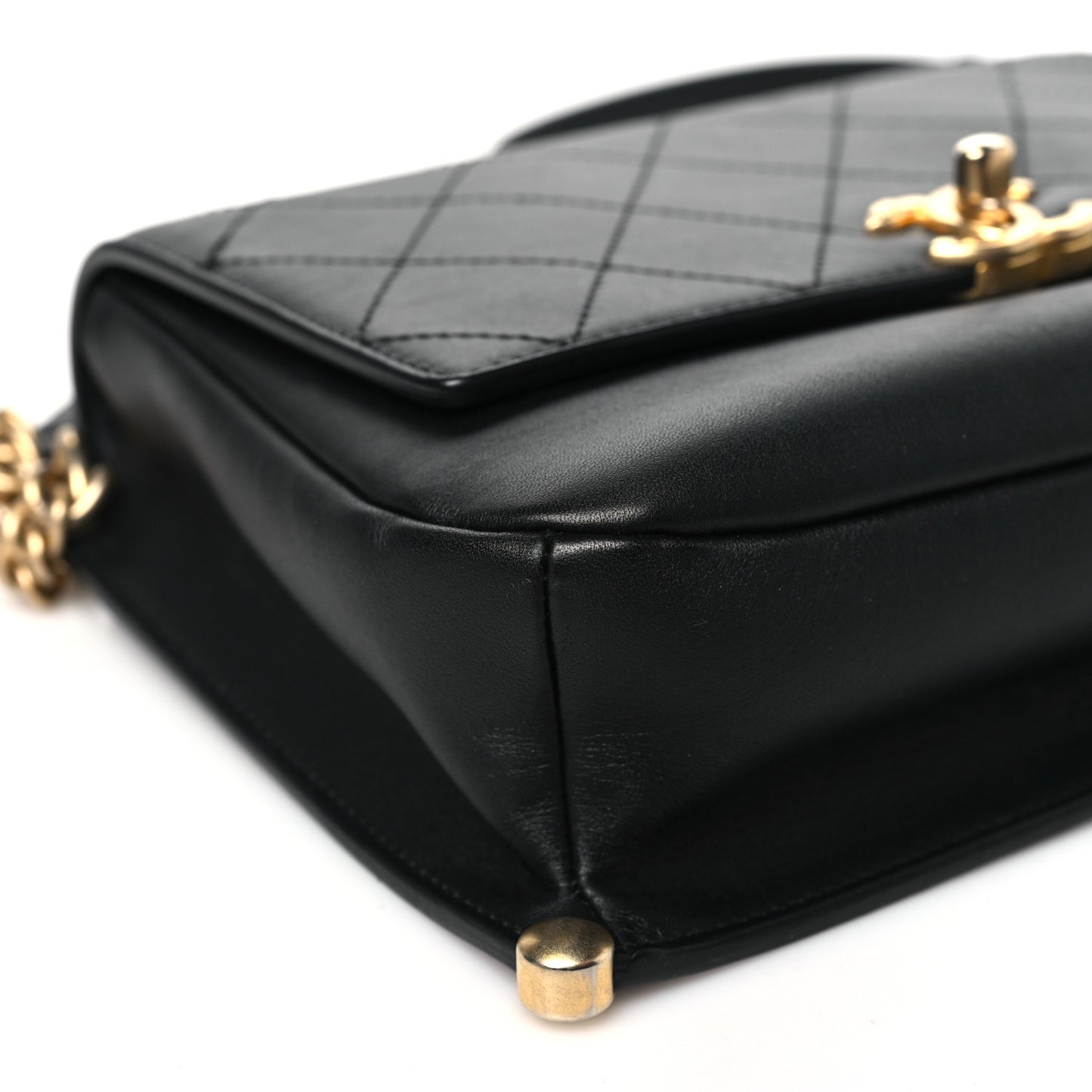 Calfskin Stitched Flap Black