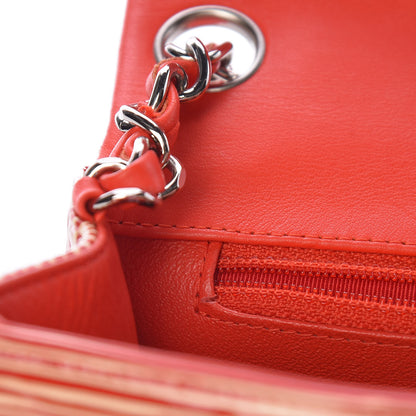 Chanel Patent Calfskin Striped Mini Square Flap Red 8 of 11