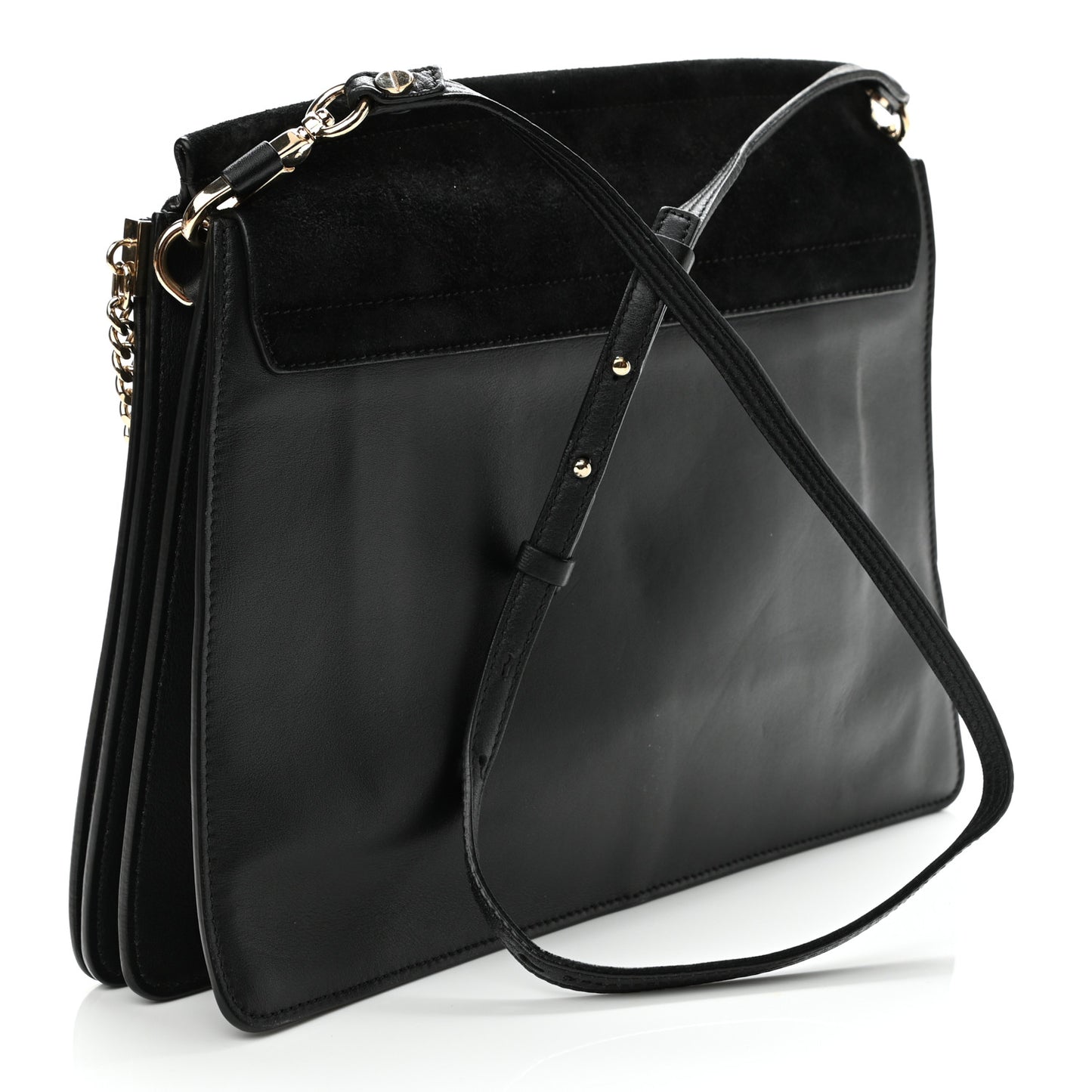 Suede Calfskin Medium Faye Shoulder Bag Black