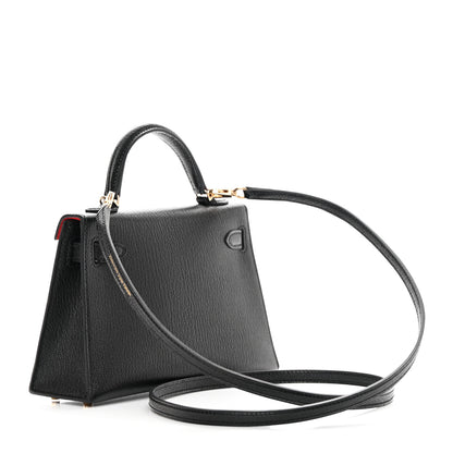 Hermes Chevre Mysore Horseshoe Mini Kelly Sellier 20 Black Rouge De Coeur 3 of 13