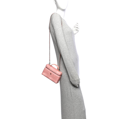 Chanel Braided Raffia Quilted Top Handle Slim Vanity Case With Chain Light Pink 2 of 10