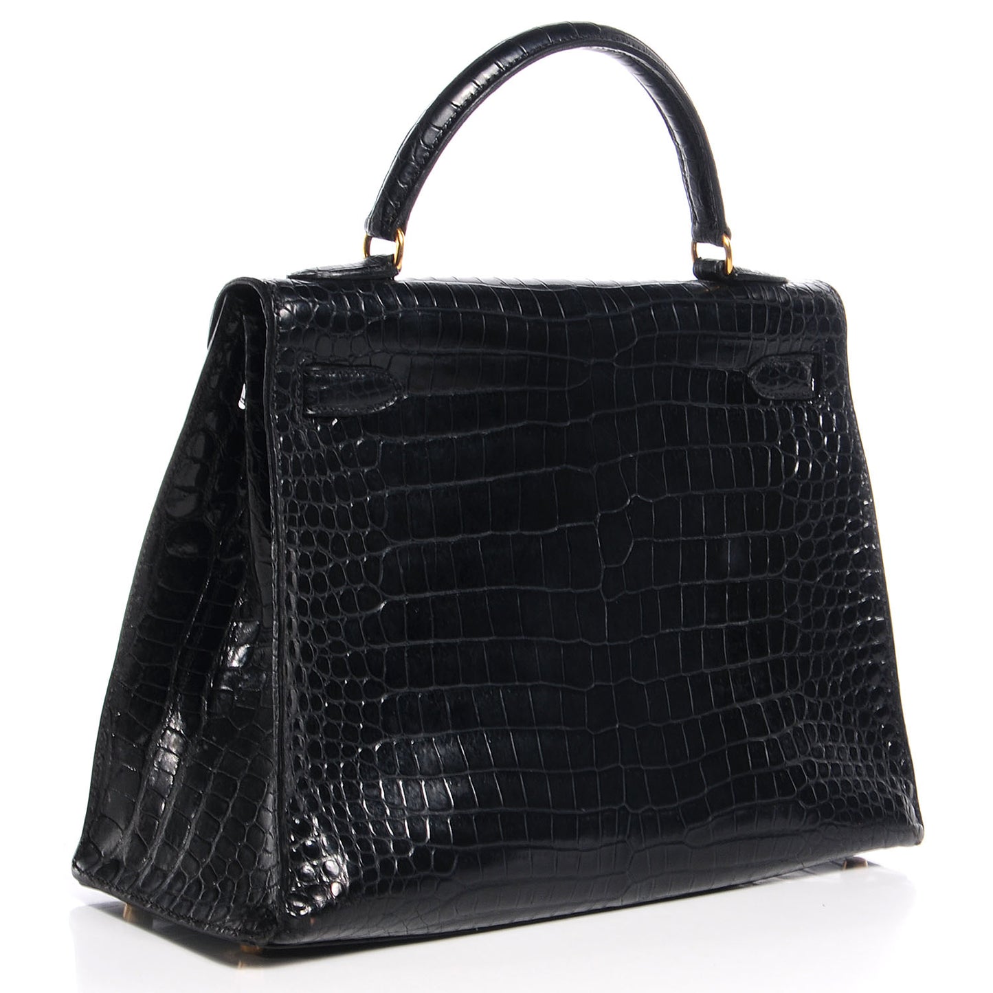 Shiny Porosus Crocodile Kelly Sellier 32 Black