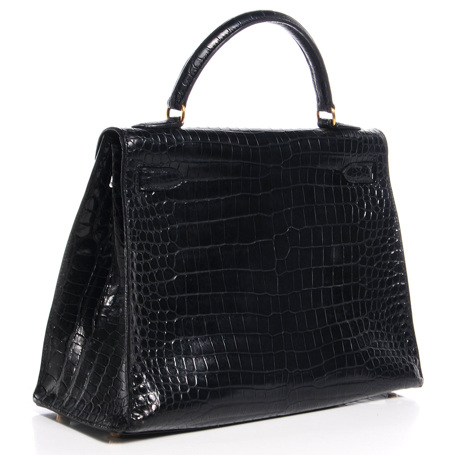 Hermes Shiny Porosus Crocodile Kelly Sellier 32 Black 3 of 9
