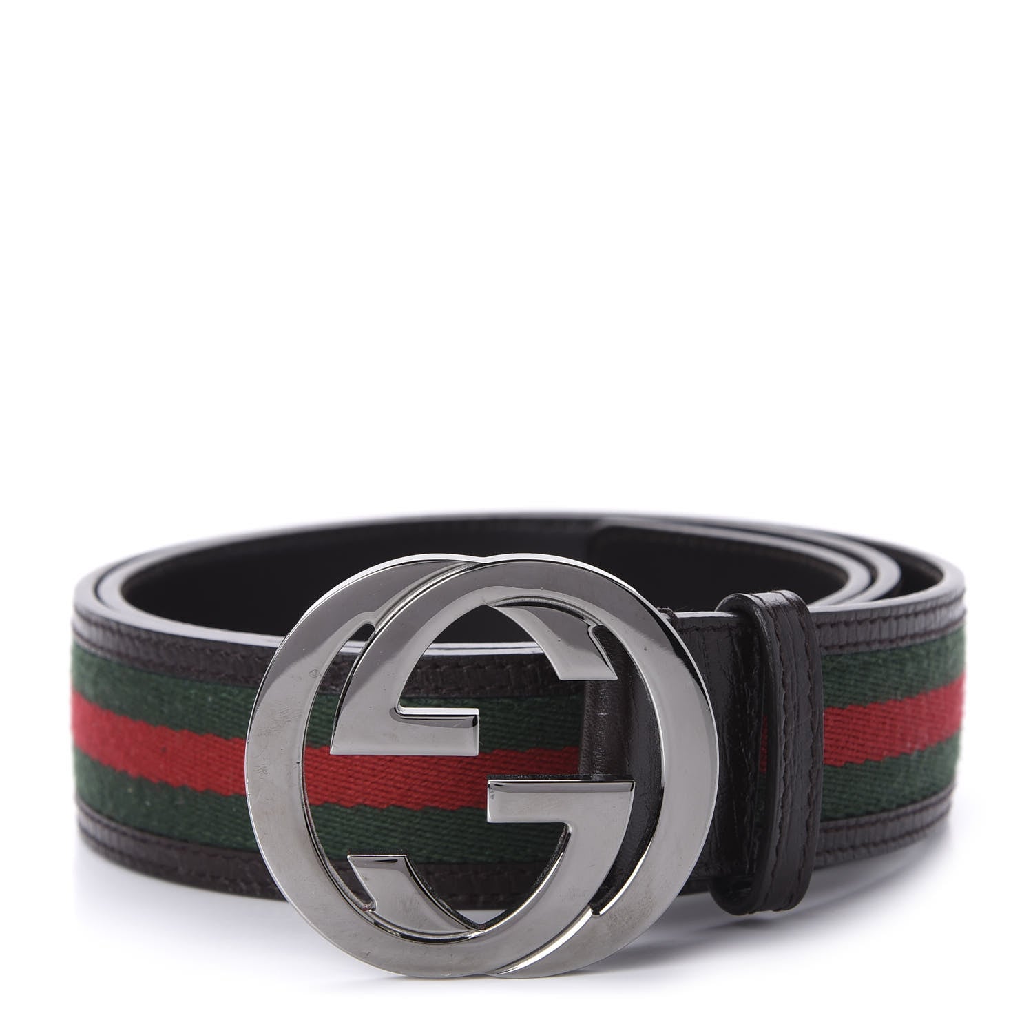 Gucci Calfskin Web Interlocking G Belt 95 38 Black 1 of 4