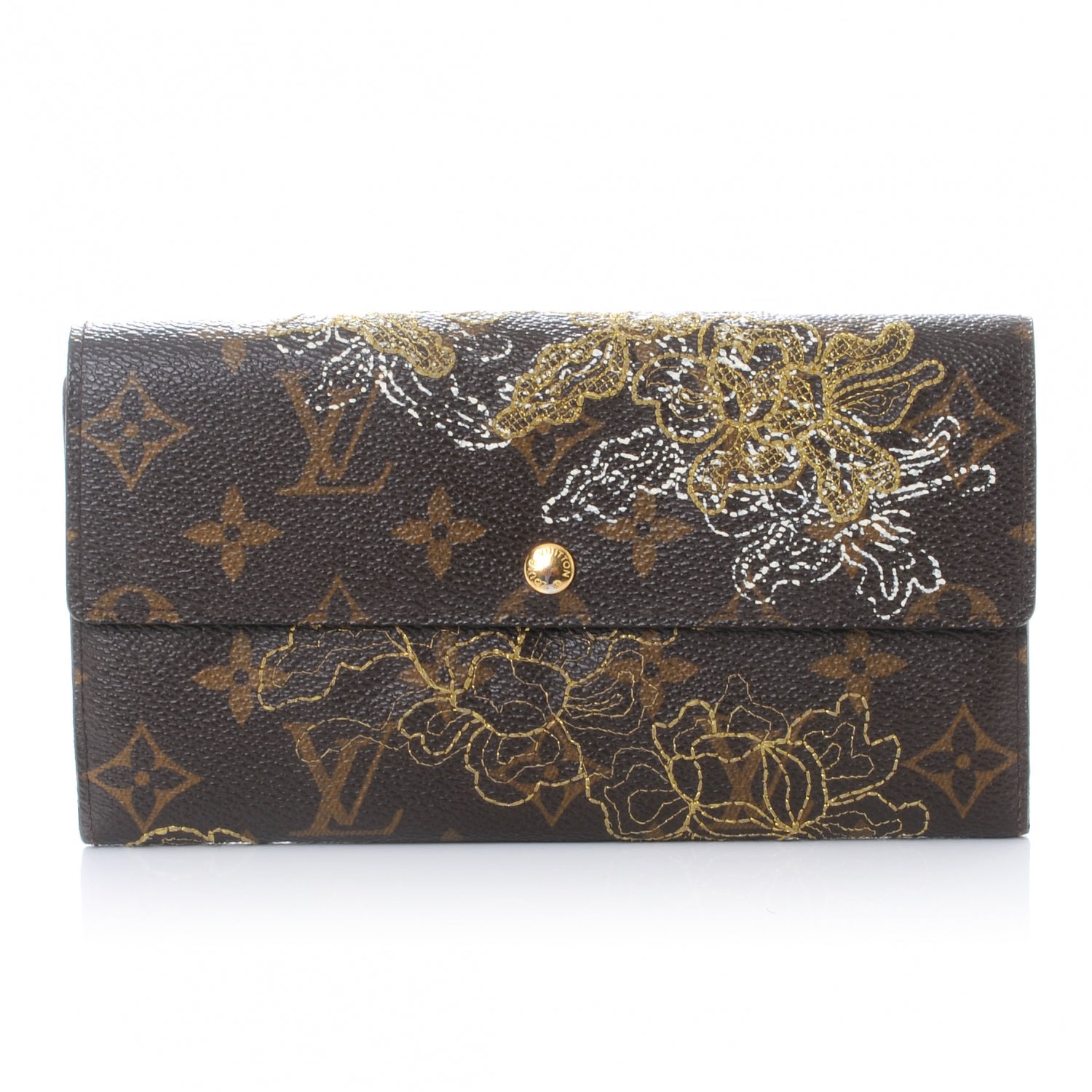 Louis Vuitton Monogram Dentelle Sarah Wallet Gold 1 of 7