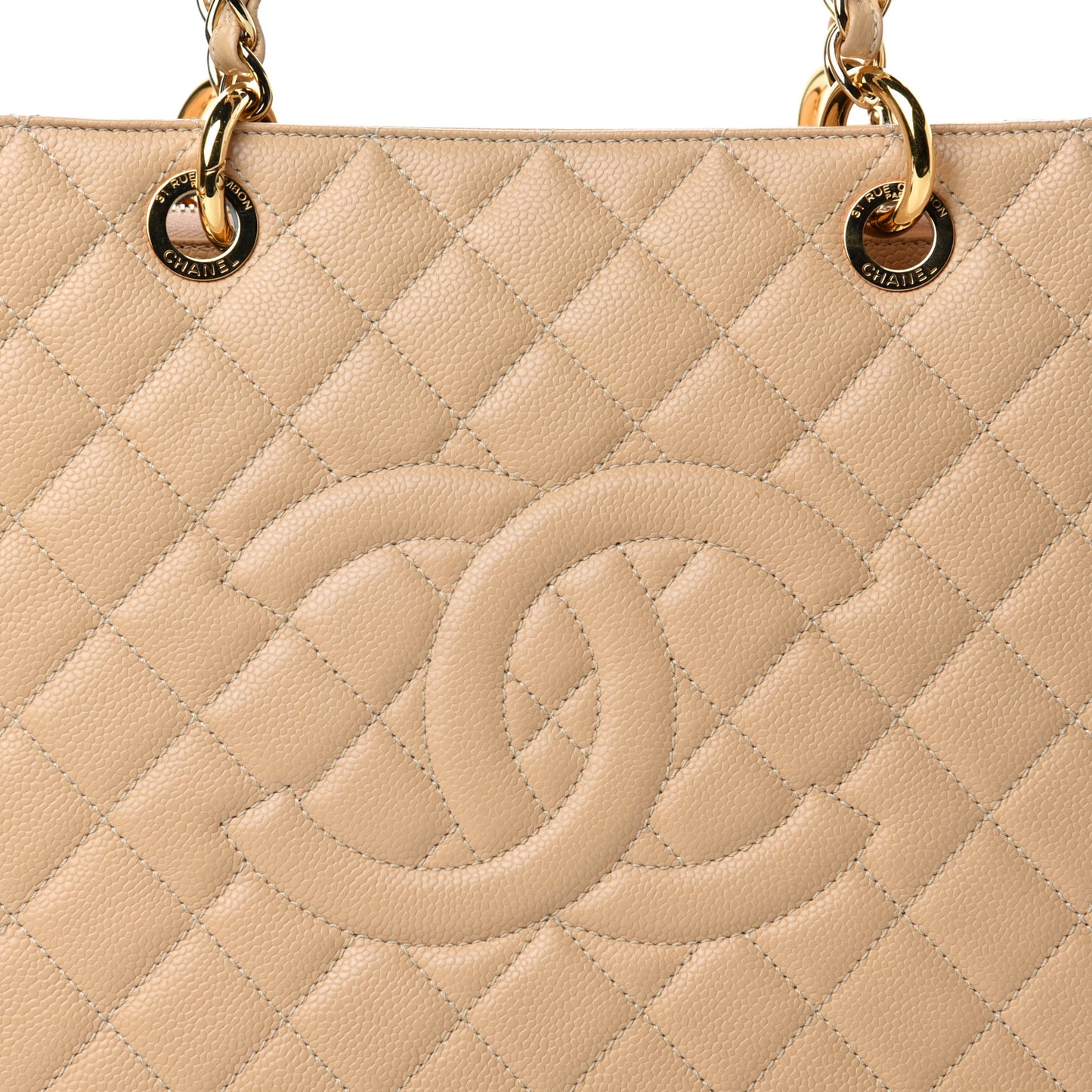 Caviar Quilted Grand Shopping Tote GST Beige