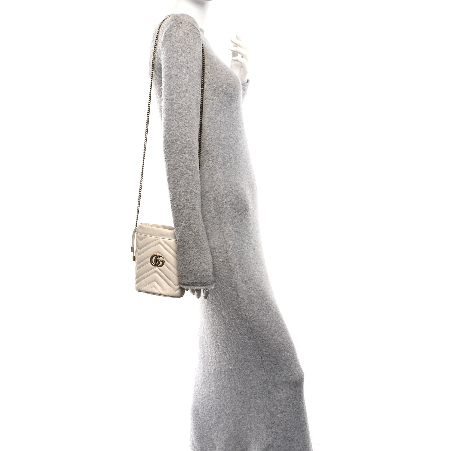 Gucci Calfskin Matelasse Mini GG Marmont 2.0 Bucket Bag White 2 of 10