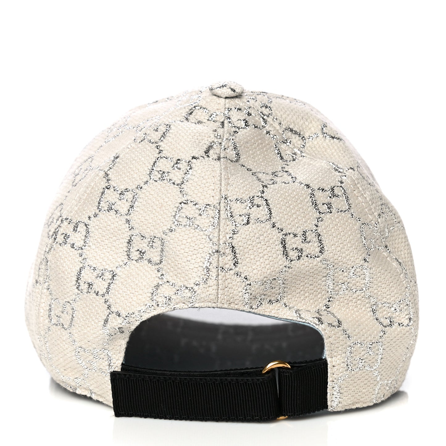 Canvas Lame GG Monogram Rush Baseball Hat M Gardenia Silver