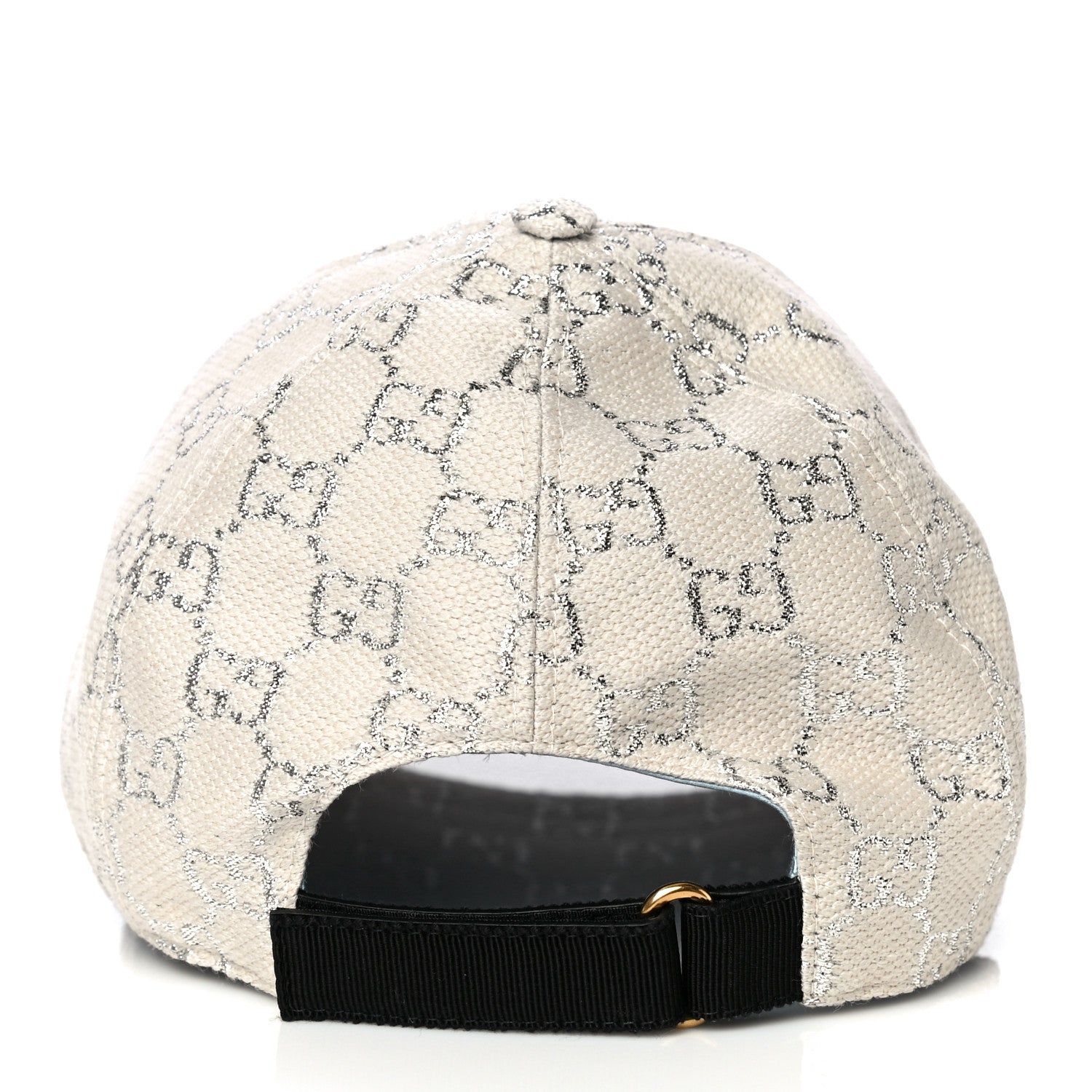 Gucci Canvas Lame GG Monogram Rush Baseball Hat M Gardenia Silver 3 of 8