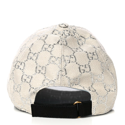 Gucci Canvas Lame GG Monogram Rush Baseball Hat M Gardenia Silver 3 of 8