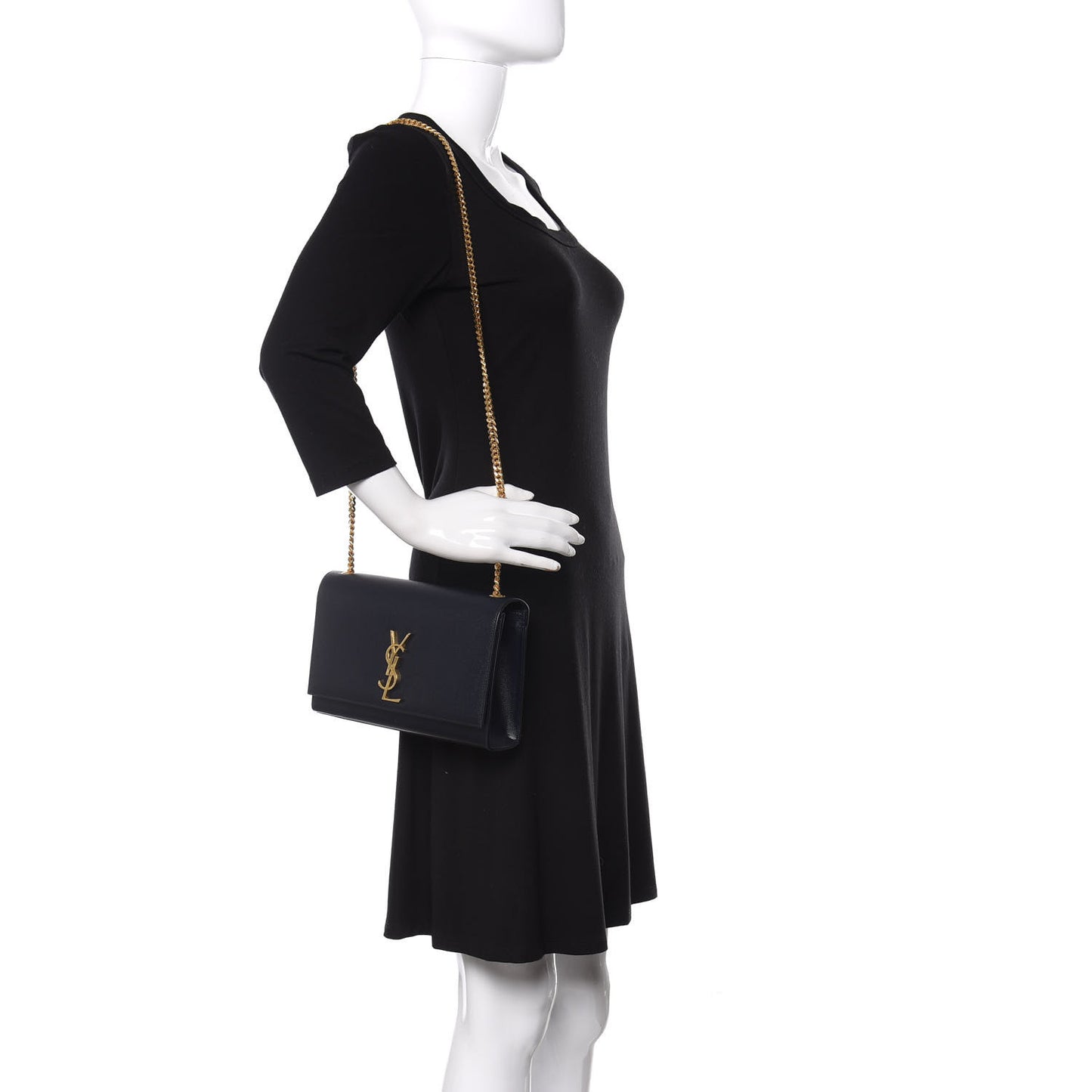 Grain De Poudre Medium Classic Monogram Kate Satchel Deep Marine