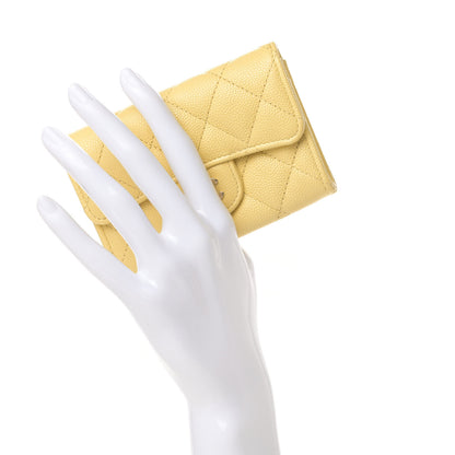 Chanel Caviar Quilted Flap Card Holder Wallet Yellow 2 of 9