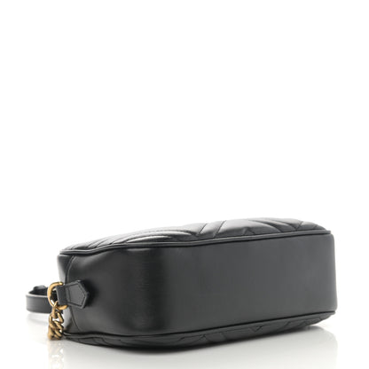 Gucci Calfskin Matelasse Small GG Marmont Chain Shoulder Bag Black 4 of 12