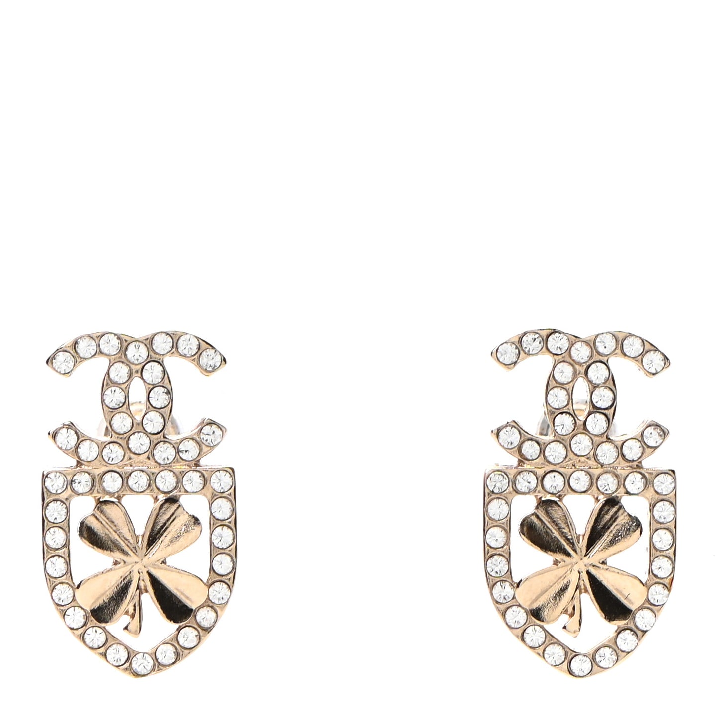 Crystal CC Sergeant Chanel Earrings Gold