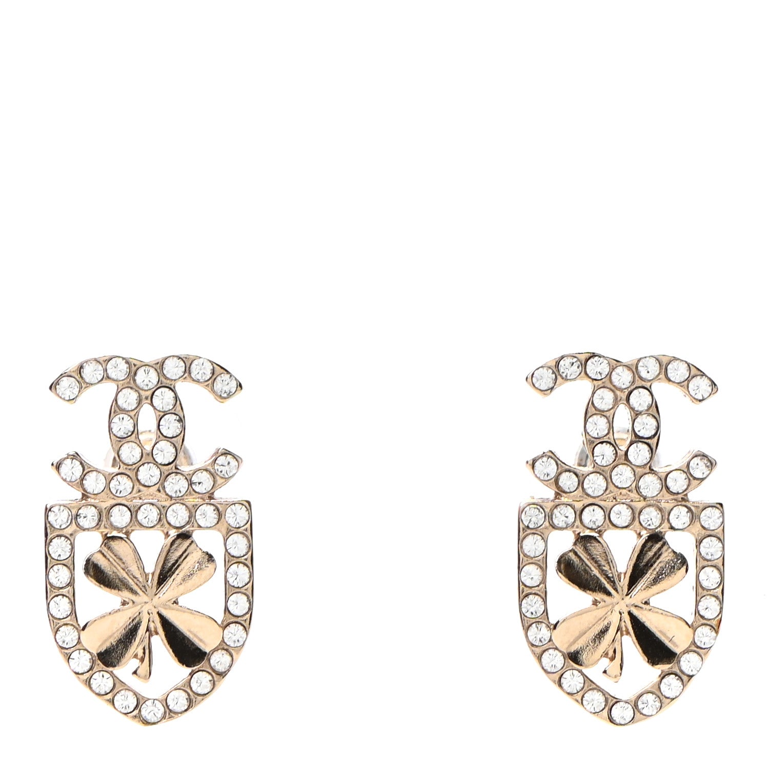 Chanel Crystal CC Sergeant Chanel Earrings Gold 1 of 4