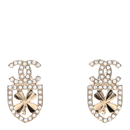 Chanel Crystal CC Sergeant Chanel Earrings Gold 1 of 4