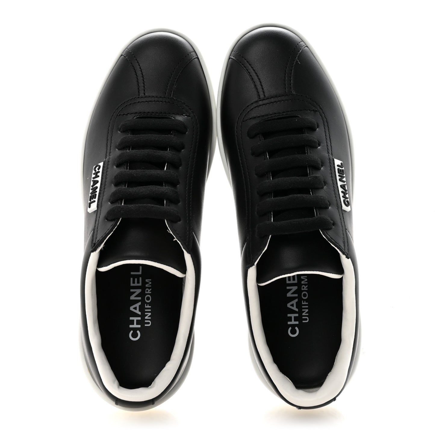 Calfskin CC Womens Uniform Sneakers 35 Black