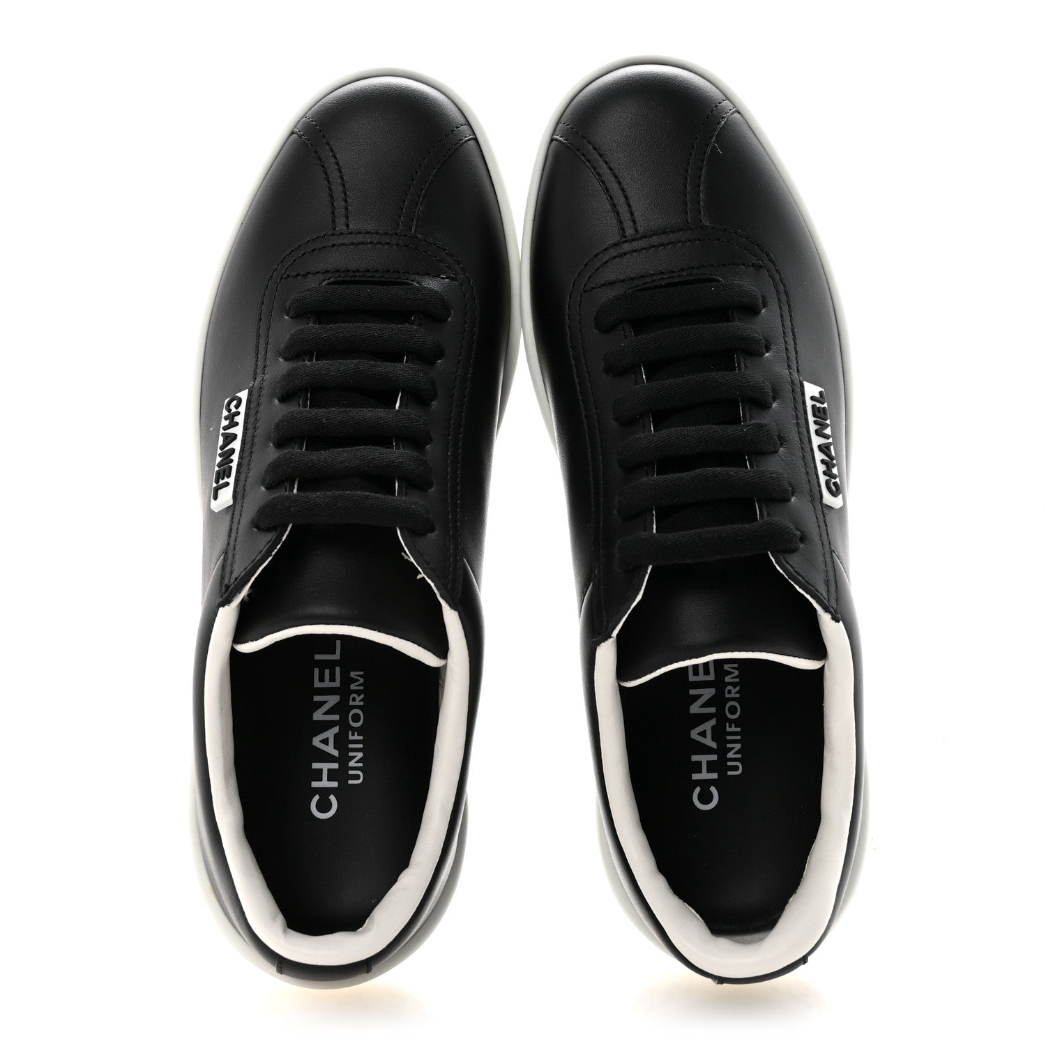 Chanel Calfskin CC Womens Uniform Sneakers 35 Black 2 of 9