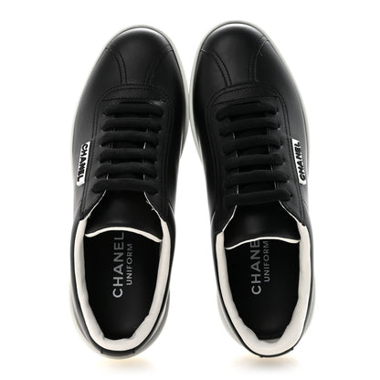 Chanel Calfskin CC Womens Uniform Sneakers 35 Black 2 of 9