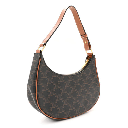 Celine Triomphe Canvas Calfskin Ava Shoulder Bag Tan 3 of 13