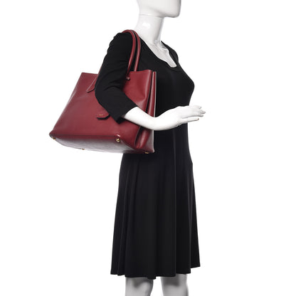 Prada Saffiano Cuir Large Double Bag Cherry 2 of 14