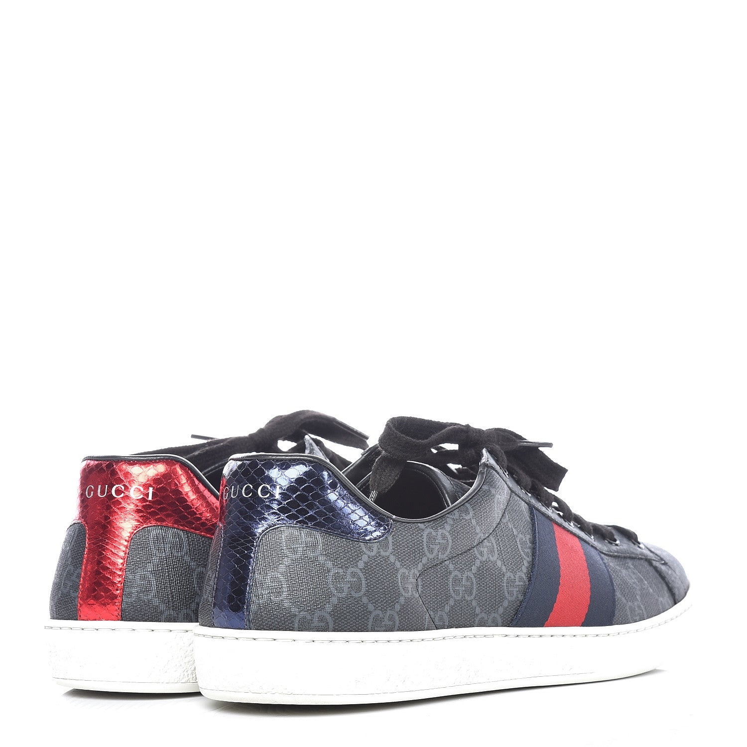 Gucci GG Supreme Monogram Ayers Web Mens New Ace Sneakers 9 Black 4 of 14