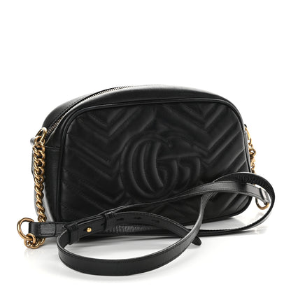 Gucci Calfskin Matelasse Small GG Marmont Chain Shoulder Bag Black 3 of 9